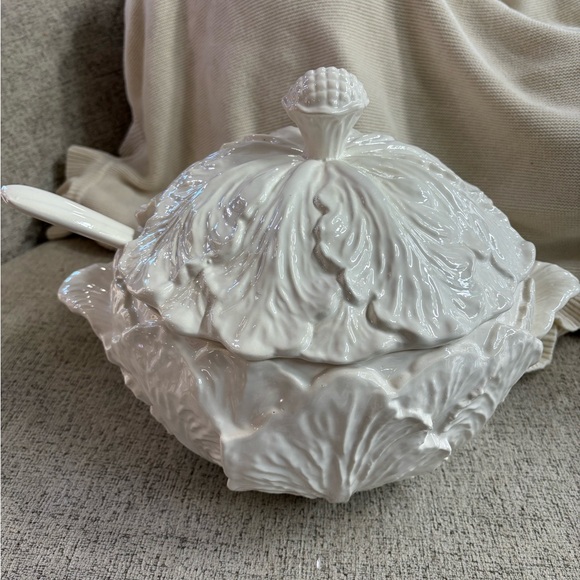 Other - White Ceramic Cabbage Whittier Pottery Tureen with Lid and Ladle